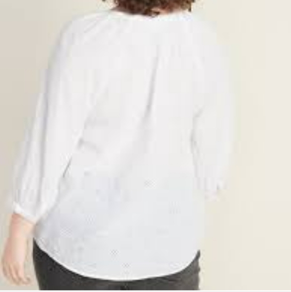 Old Navy Split Neck Eyelet Gauze Blouse Long sleeves white size small - Picture 2 of 11